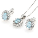 1 4/5 CARAT BABY SWISS BLUE TOPAZ & DIAMOND 925 STERLING SILVER