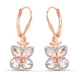 18K Rose Gold Plated 1.88 Carat Genuine Morganite .925 Sterling Silver Earrings