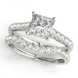 CERTIFIED 18KT WHITE GOLD 1.04 CT G-H/VS-SI1 DIAMOND BRIDAL SET