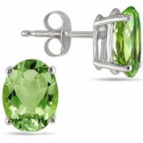 1.00 CT PERIDOT 0.925 STERLING SILVER W/ PLATINUM EARRINGS