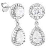 11 1/5 CARAT (84 PCS) FLAWLESS CREATED DIAMOND 925 STERLING SILVER EARRINGS