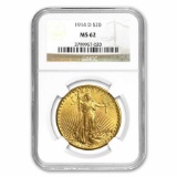 1914-D $20 Saint-Gaudens Gold Double Eagle MS-62 NGC