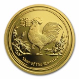 2017 Australia 1/10 oz Gold Lunar Rooster Proof (w/box & COA)