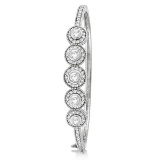 Vintage Style Diamond Bangle Bracelet 14k White Gold (2.57ct)