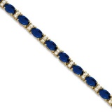 Diamond and Oval Cut Sapphire Tennis Bracelet 14k Yellow Gold (9.25ctw)