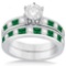 Channel Emerald and Diamond Bridal Set 18k White Gold (1.80ct)