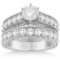 Antique Diamond Wedding and Engagement Ring Set 14k White Gold (3.05ct)