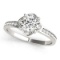 CERTIFIED 14KT WHITE GOLD 0.57 CT G-H/VS-SI1 DIAMOND HALO ENGAGEMENT RING