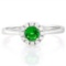 1/2 CARAT CREATED EMERALD & (12 PCS) FLAWLESS CREATED DIAMOND 925 STERLING SILVER HALO RING