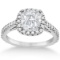 Cathedral Halo Cushion Diamond Engagement Ring 14K White Gold (1.20ct)