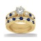 Antique Diamond and Blue Sapphire Bridal Set 14k Yellow Gold (2.50ct)