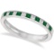 Channel Set Diamond and Emerald Ring Band 14k White Gold (0.60ct)