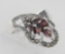 Antique Style Genuine Red Garnet and Marcasite Ring - Sterling Silver