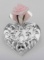 Victorian Style Repousse Heart Vase Pin - Sterling Silver