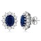 Oval Blue Sapphire and Diamond Accented Earrings 14k White Gold (7.10ctw)