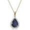 Pear Shaped Blue Sapphire Pendant Necklace 14k Yellow Gold (0.85ct)