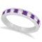 Channel Amethyst and Diamond Wedding Ring 14k White Gold (0.70ct)