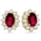 Oval Ruby and Diamond Accented Earrings 14k Yellow Gold (2.05ct)