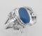 Unique Dragonfly Design Blue Agate Ring - Sterling Silver