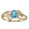 Certified 10k Yellow Gold Oval Blue Topaz And Diamond Ring 0.41 CTW