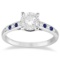Cathedral Sapphire and Diamond Engagement Ring 14k White Gold (0.70ct)