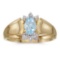 Certified 14k Yellow Gold Oval Aquamarine And Diamond Ring 0.3 CTW