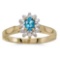 Certified 10k Yellow Gold Oval Blue Topaz And Diamond Ring 0.27 CTW