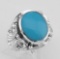 Classic Turquoise Ring with Butterfly Side Design - Sterling Silver