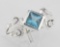 Stunning Genuine Princess Cut Blue Topaz Ring - Sterling Silver