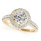 CERTIFIED 18K YELLOW GOLD 1.11 CT G-H/VS-SI1 DIAMOND HALO ENGAGEMENT RING