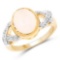 14K Yellow Gold Plated 3.06 Carat Genuine Moonstone and White Topaz .925 Sterling Silver Ring
