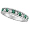 Emerald and Diamond Ring Anniversary Band 14k White Gold (0.30ct)