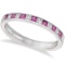 Princess Cut Diamond and Pink Sapphire Ring Band 14k White Gold (0.60ct)