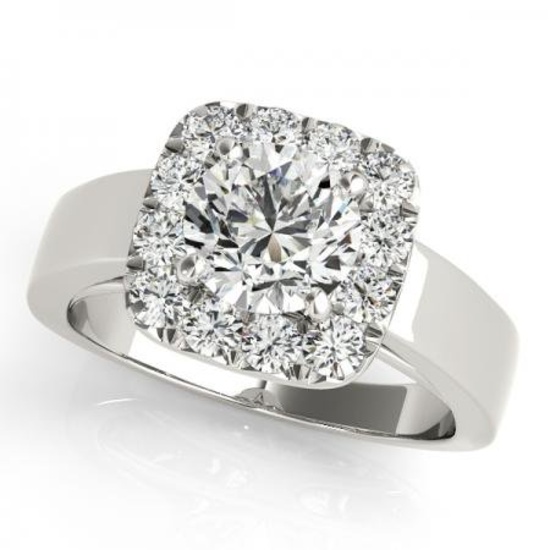 CERTIFIED PLATINUM 1.08 CT G-H/VS-SI1 DIAMOND HALO ENGAGEMENT RING