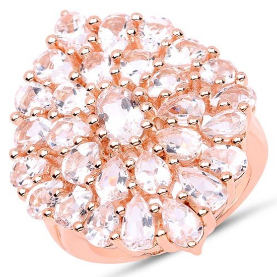 18K Rose Gold Plated 4.55 Carat Genuine Morganite .925 Sterling Silver Ring