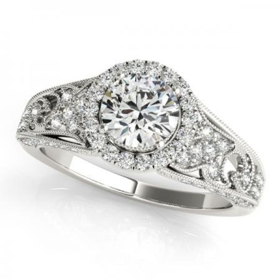 CERTIFIED PLATINUM 1.31 CT G-H/VS-SI1 DIAMOND HALO ENGAGEMENT RING