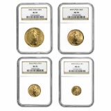 2004 4-Coin Gold American Eagle Set MS-70 NGC