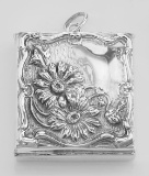 Beautiful Victorian Floral Design Stamp Box - Sterling Silver Pill Box