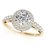 CERTIFIED 18K YELLOW GOLD 1.17 CT G-H/VS-SI1 DIAMOND HALO ENGAGEMENT RING