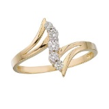 Certified 14K Yellow Gold and Diamond Bypass Promise Ring 0.17 CTW