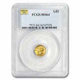 $1 Liberty Head Gold Type 1 MS-64 NGC/PCGS