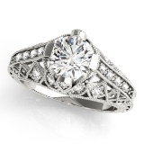 CERTIFIED 18KT WHITE GOLD 1.10 CT G-H/VS-SI1 VINTAGE STYLE DIAMOND RING