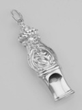 Classic Victorian Style Whistle Pendant in Fine Sterling Silver