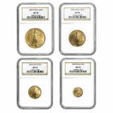 2005 4-Coin Gold American Eagle Set MS-70 NGC