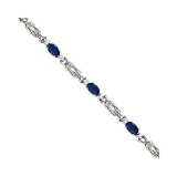 Oval Blue Sapphire and Diamond Love Knot Bracelet 14k White Gold (2.05ctw)