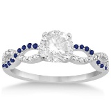 Infinity Diamond and Blue Sapphire Engagement Ring 14K White Gold 1.46ct