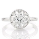 4/5 CARAT WHITE TOPAZ & GENUINE DIAMONDS 925 STERLING SILVER RING