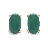 0.54 Carat Genuine Emerald 10K Yellow Gold Earrings