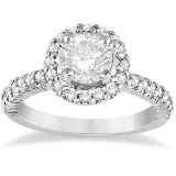 Round Diamond Halo Engagement Ring Platinum (1.35ct)