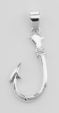 Classic Barbed Fish Hook Pendant - Sterling Silver